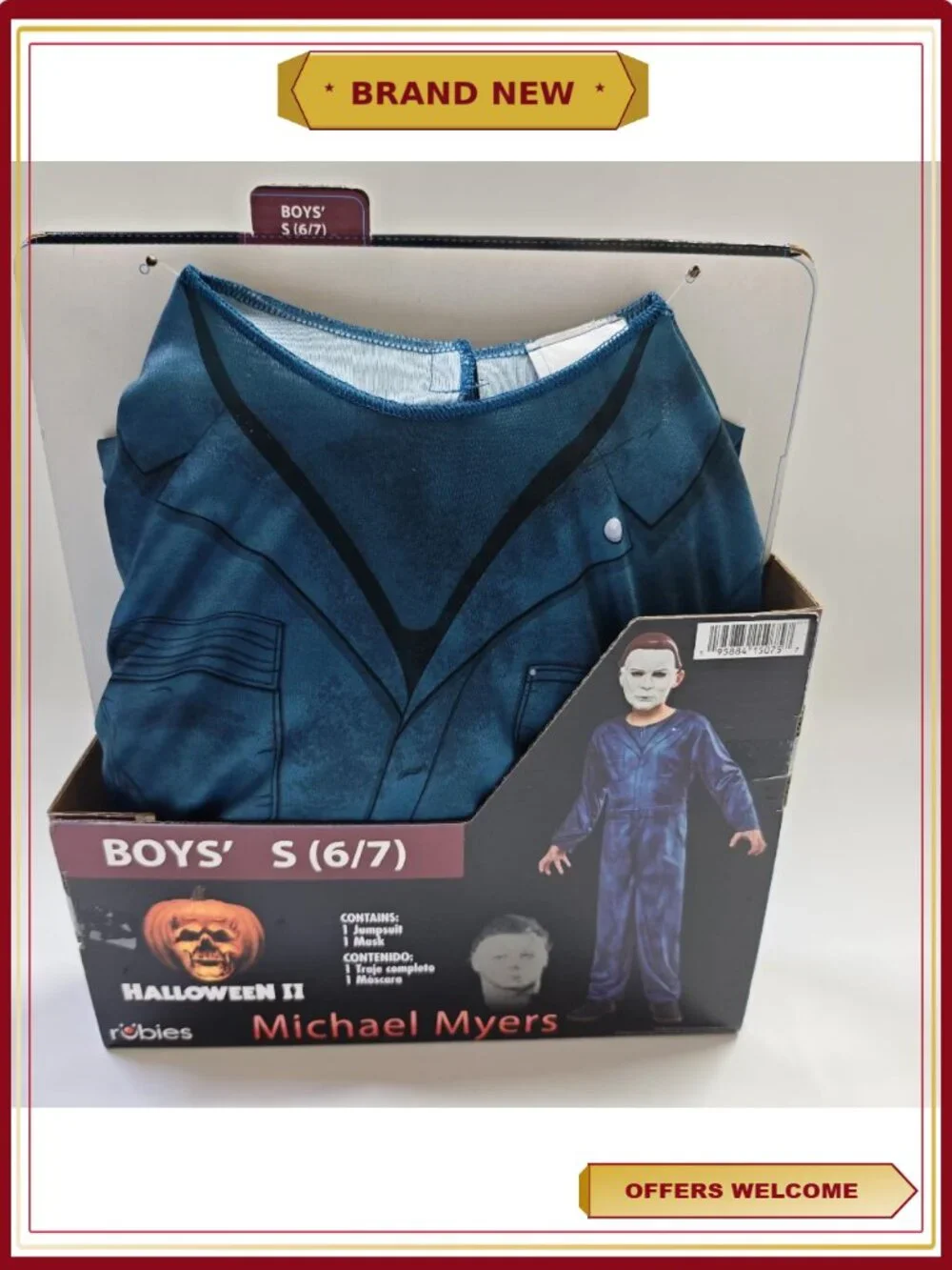 Michael Myers Halloween Costume Kids Boys Size L Jumpsuit Mask Horror